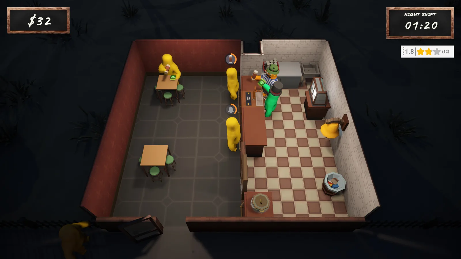 Queue forming at the bar on the night shift